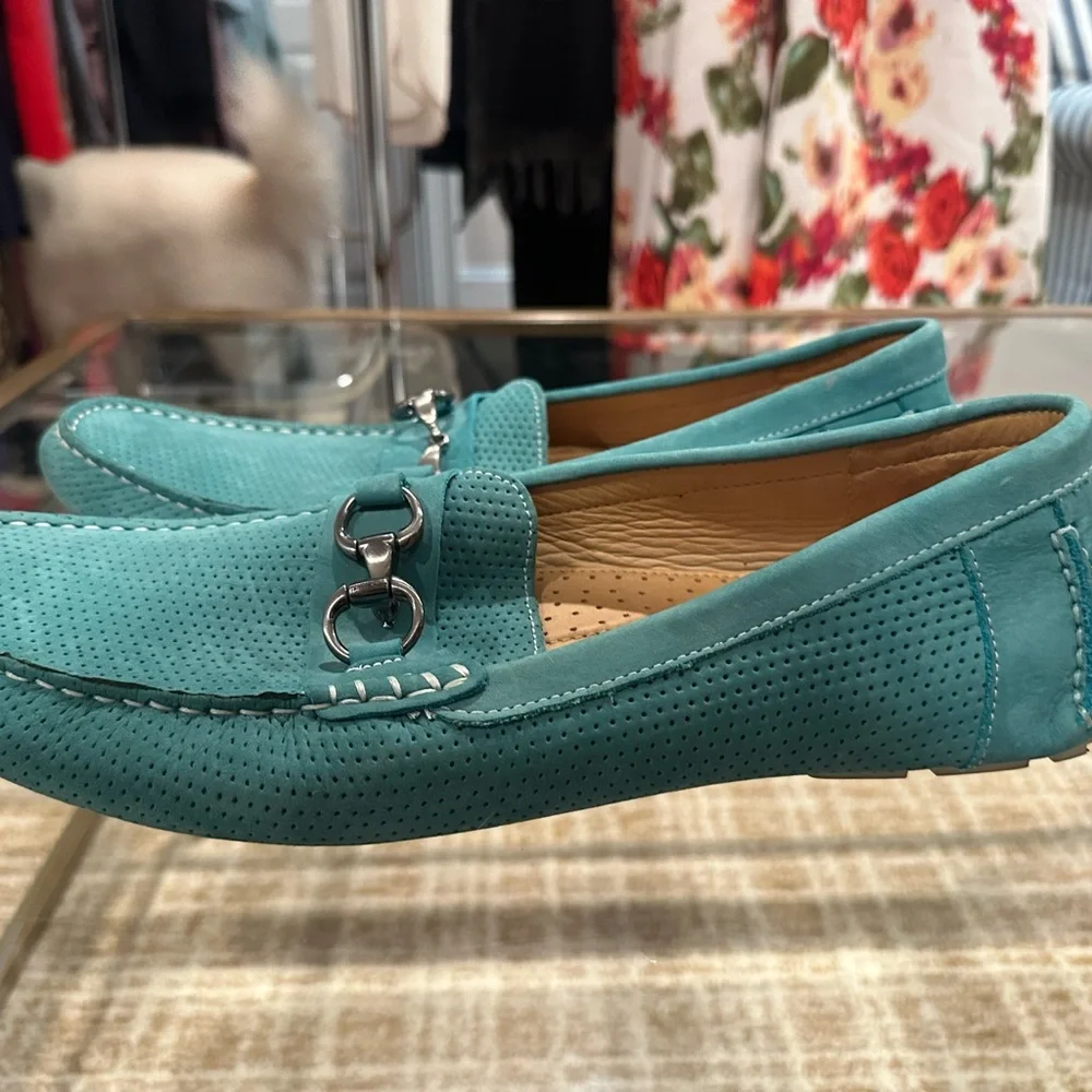 1901 ‘Naples’ M15114 Driving Loafers Men's blue suede Perforated Leather 12 M